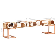 Genuine Goat Leather Modern Bench With Golden Steel Legs
