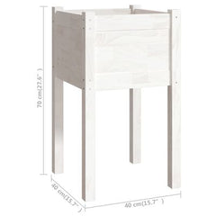 Solid Pinewood Planter Stand White 40x40x70 cm