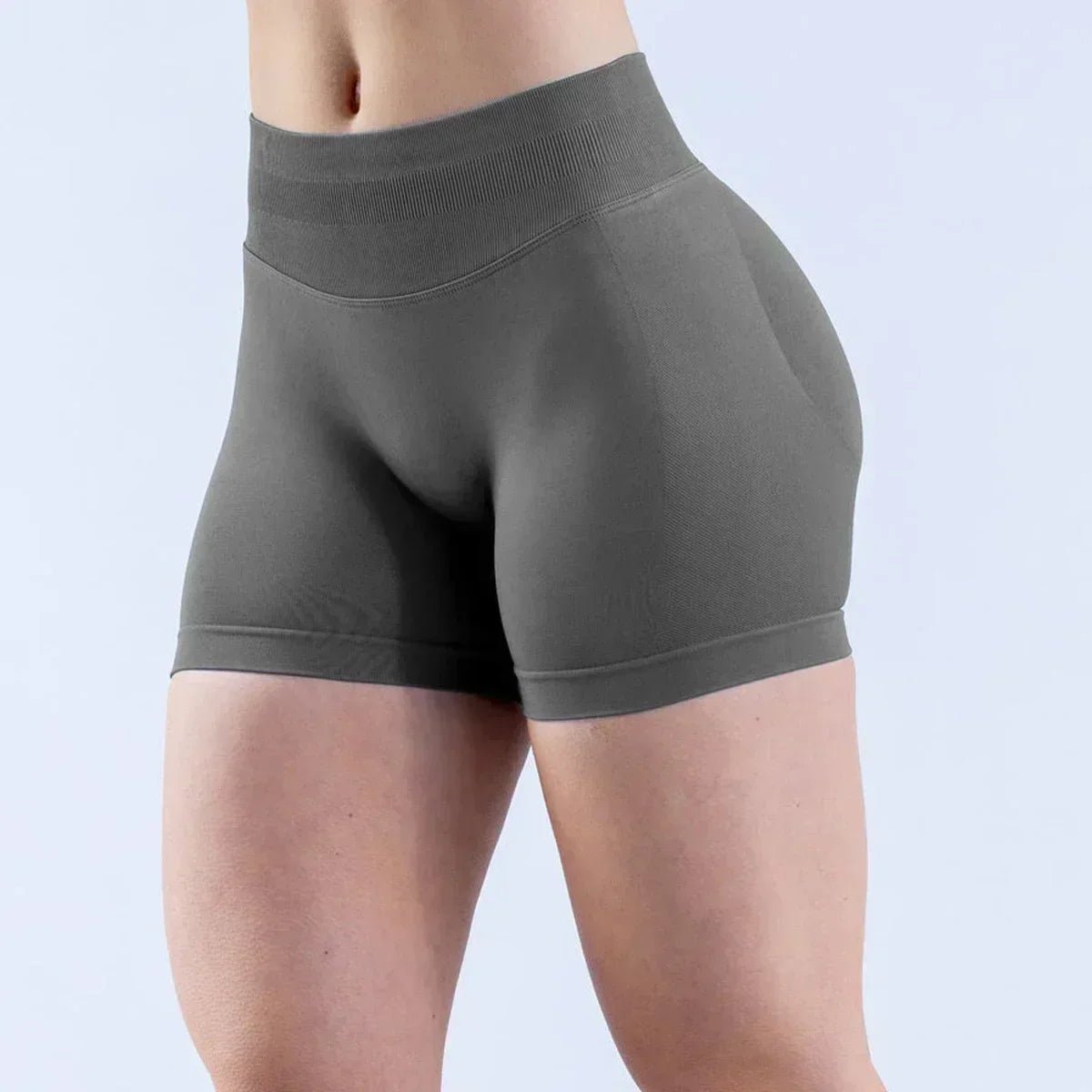 Impact Shorts 12cm Low Ribbed Band Yoga Shorts Seamless Gym Wear Fitness - Direct On Sale