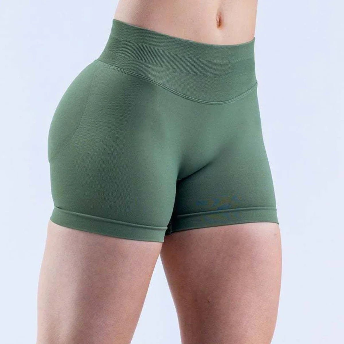 Impact Shorts 12cm Low Ribbed Band Yoga Shorts Seamless Gym Wear Fitness - Direct On Sale