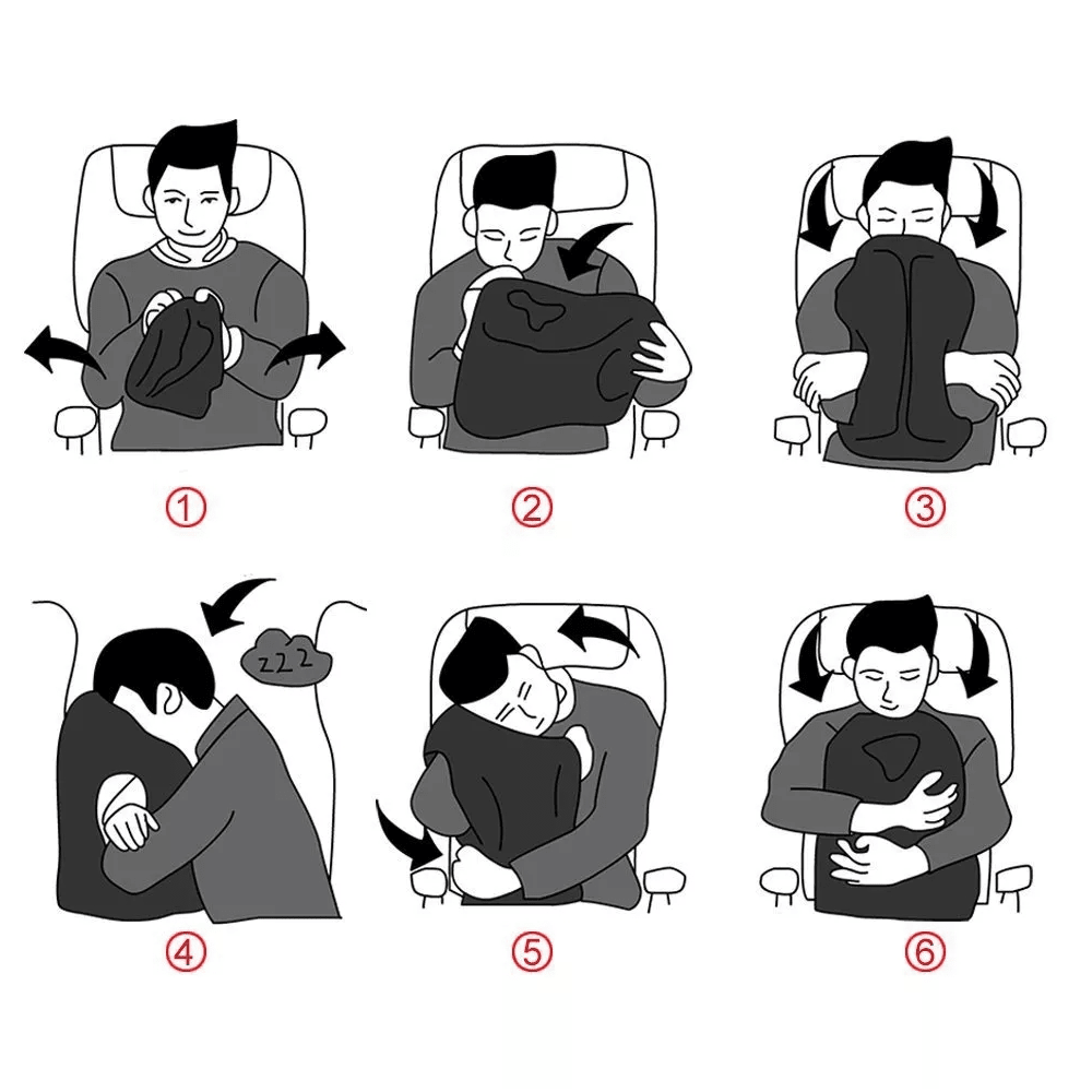 Inflatable Air Cushion Travel Pillow for Airplane Office Nap Rest Neck Head Chin - Direct On Sale