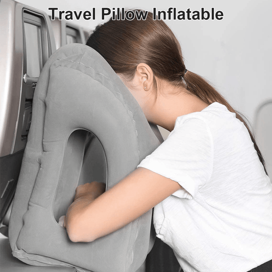 Inflatable Air Cushion Travel Pillow for Airplane Office Nap Rest Neck Head Chin - Direct On Sale