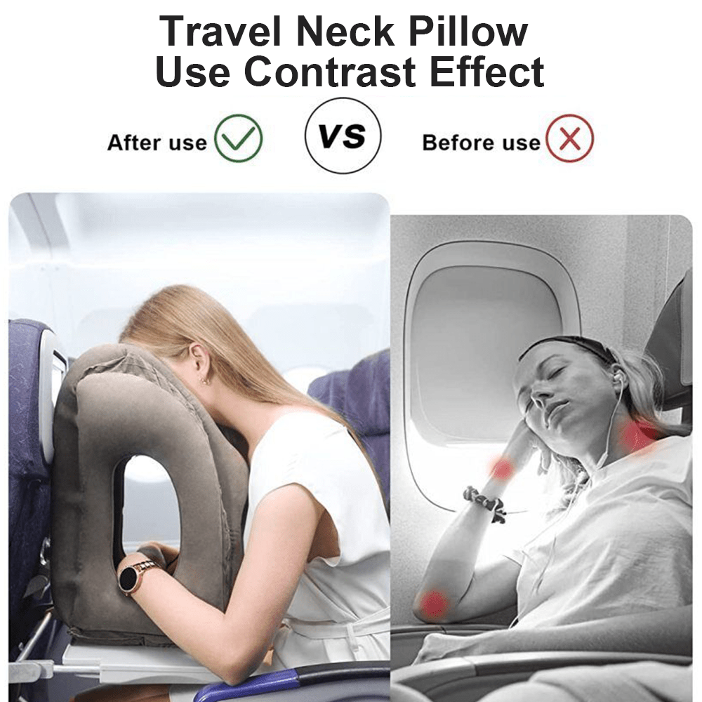 Inflatable Air Cushion Travel Pillow for Airplane Office Nap Rest Neck Head Chin - Direct On Sale