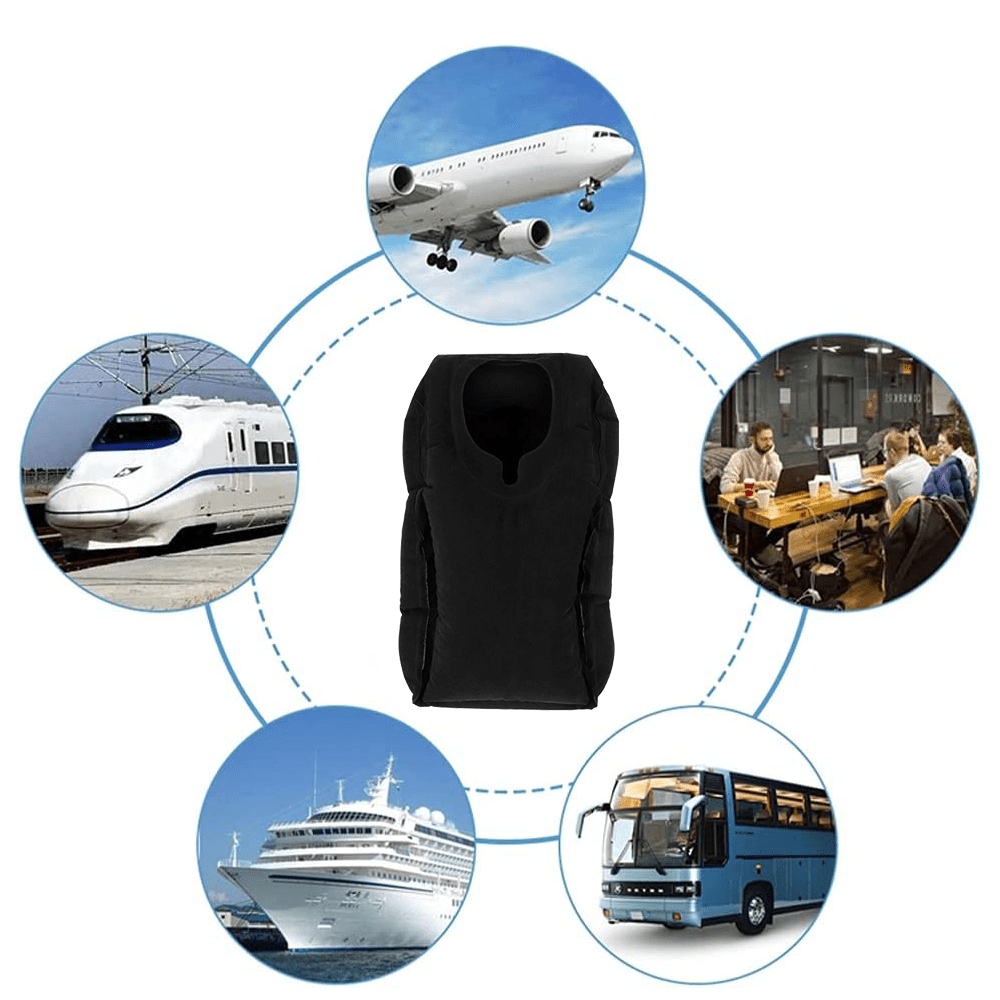 Inflatable Air Cushion Travel Pillow for Airplane Office Nap Rest Neck Head Chin - Direct On Sale