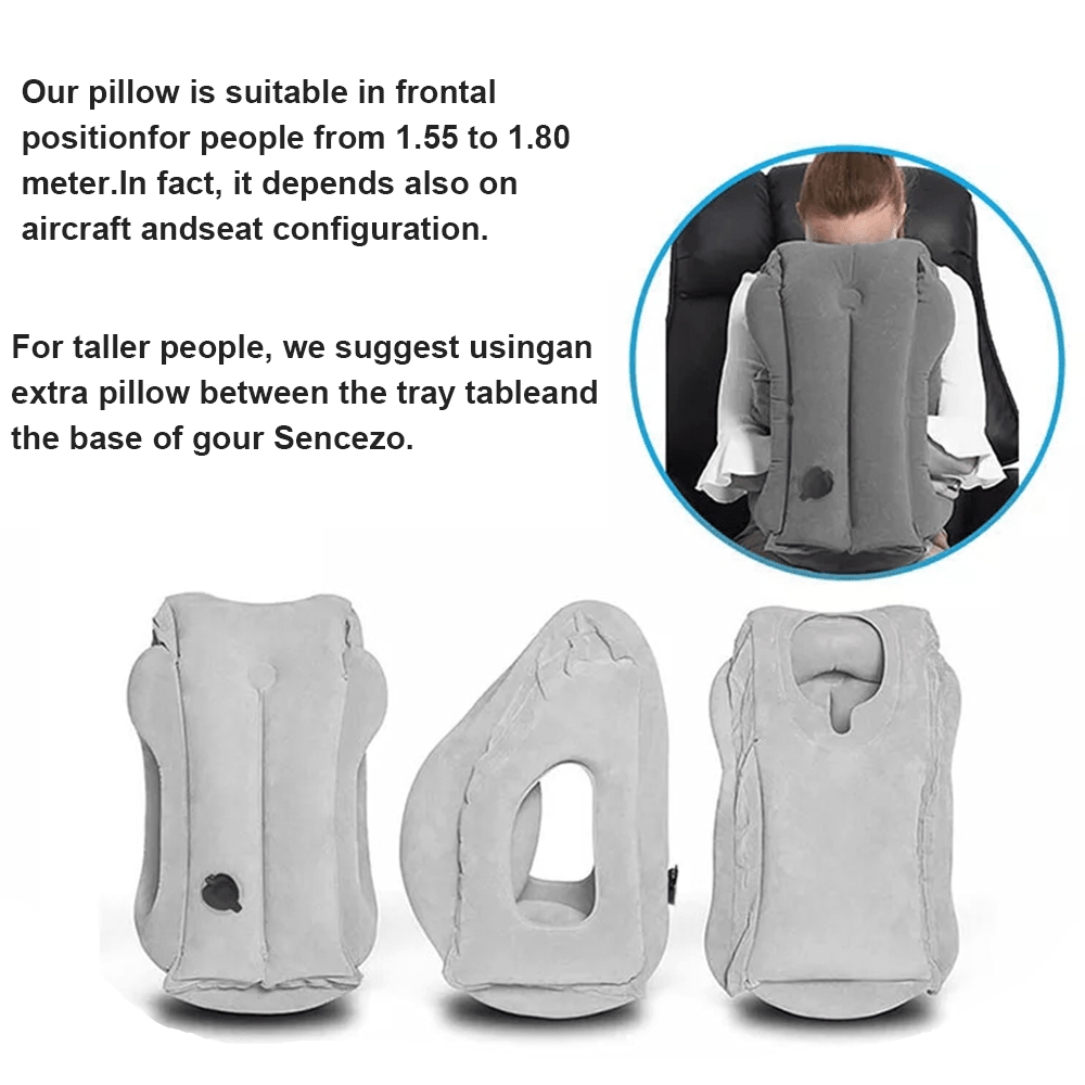 Inflatable Air Cushion Travel Pillow for Airplane Office Nap Rest Neck Head Chin - Direct On Sale