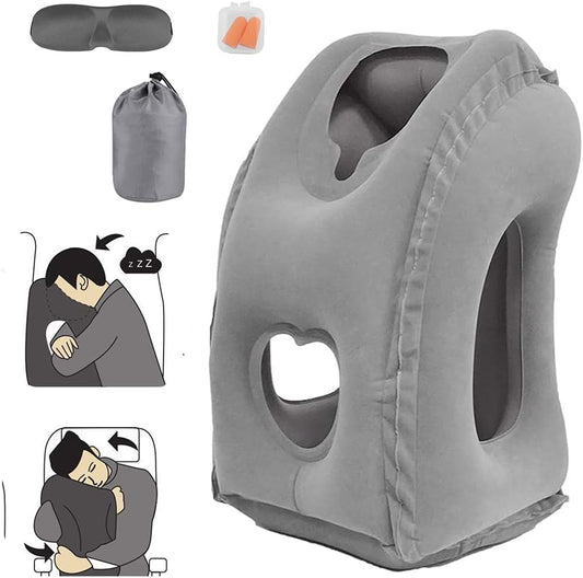 Inflatable Air Cushion Travel Pillow for Airplane Office Nap Rest Neck Head Chin - Direct On Sale