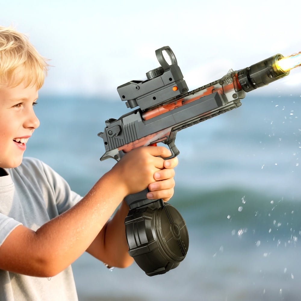 Kids Adult Electric Water Gun 500ml Water Tank Light Squirt Guns Toys Grey - Direct On Sale