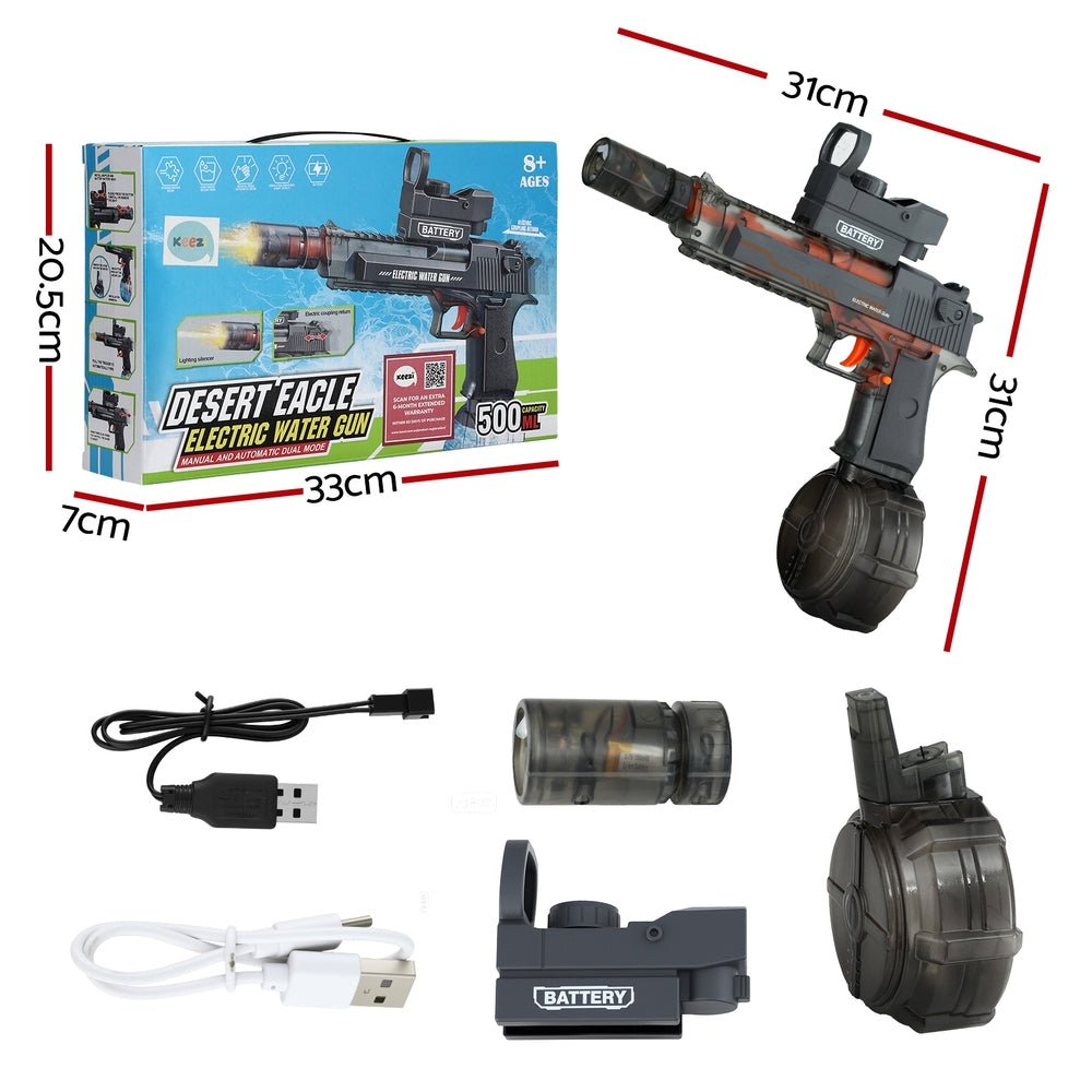 Kids Adult Electric Water Gun 500ml Water Tank Light Squirt Guns Toys Grey - Direct On Sale