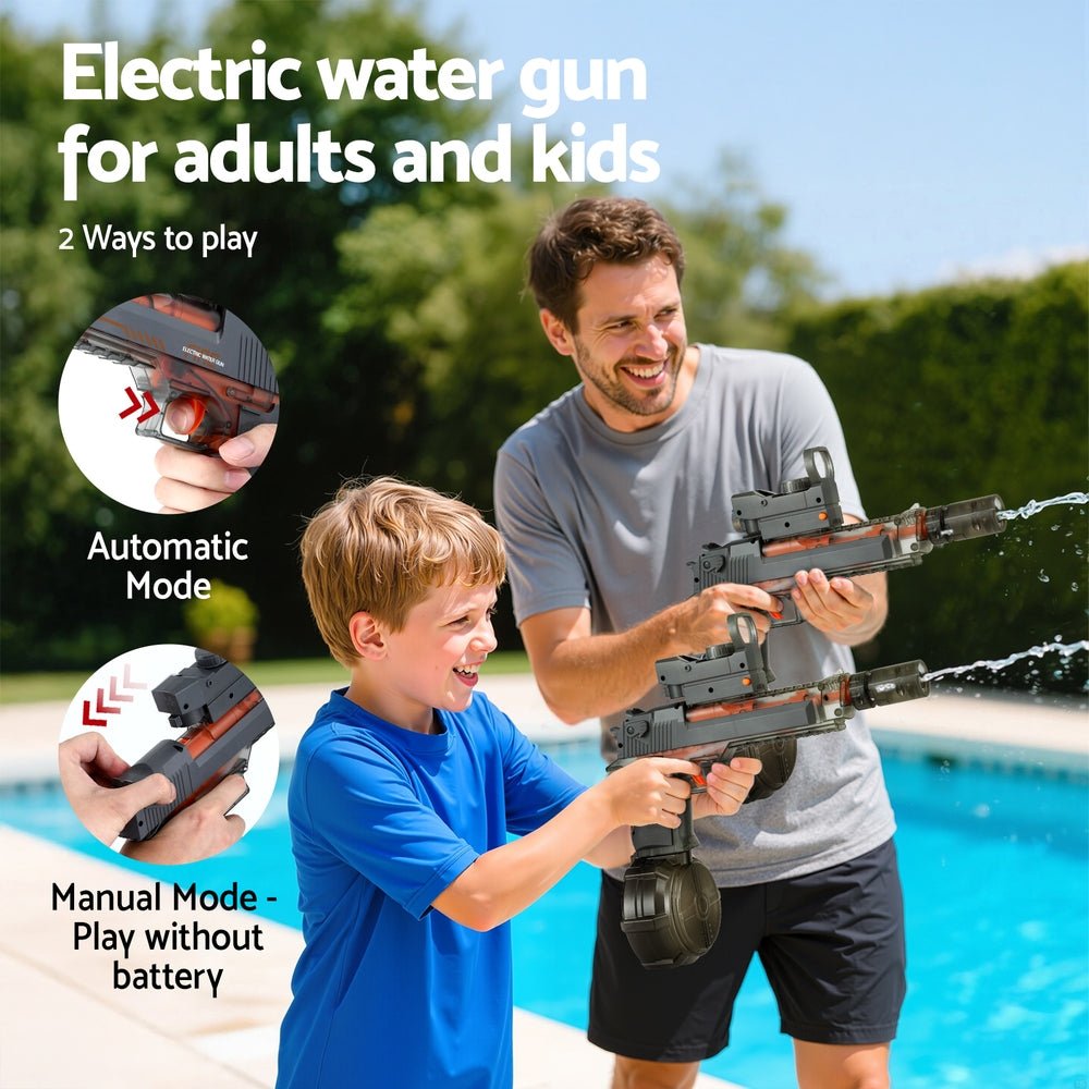 Kids Adult Electric Water Gun 500ml Water Tank Light Squirt Guns Toys Grey - Direct On Sale