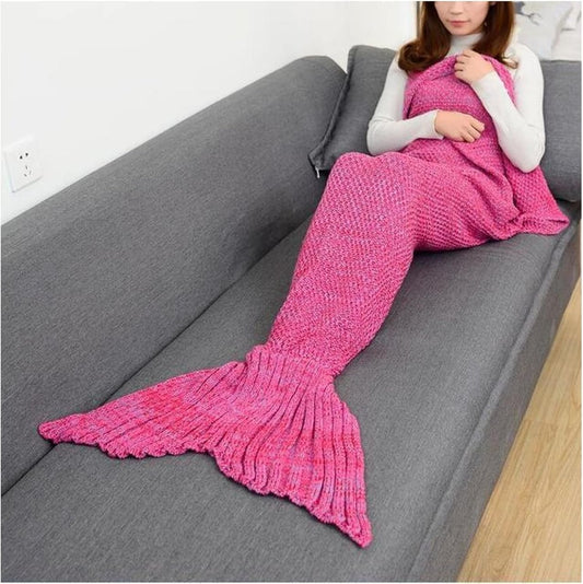 Mermaid Tail Blanket Knitted Crochet for Childern Super Soft Sleeping Blankets - Direct On Sale