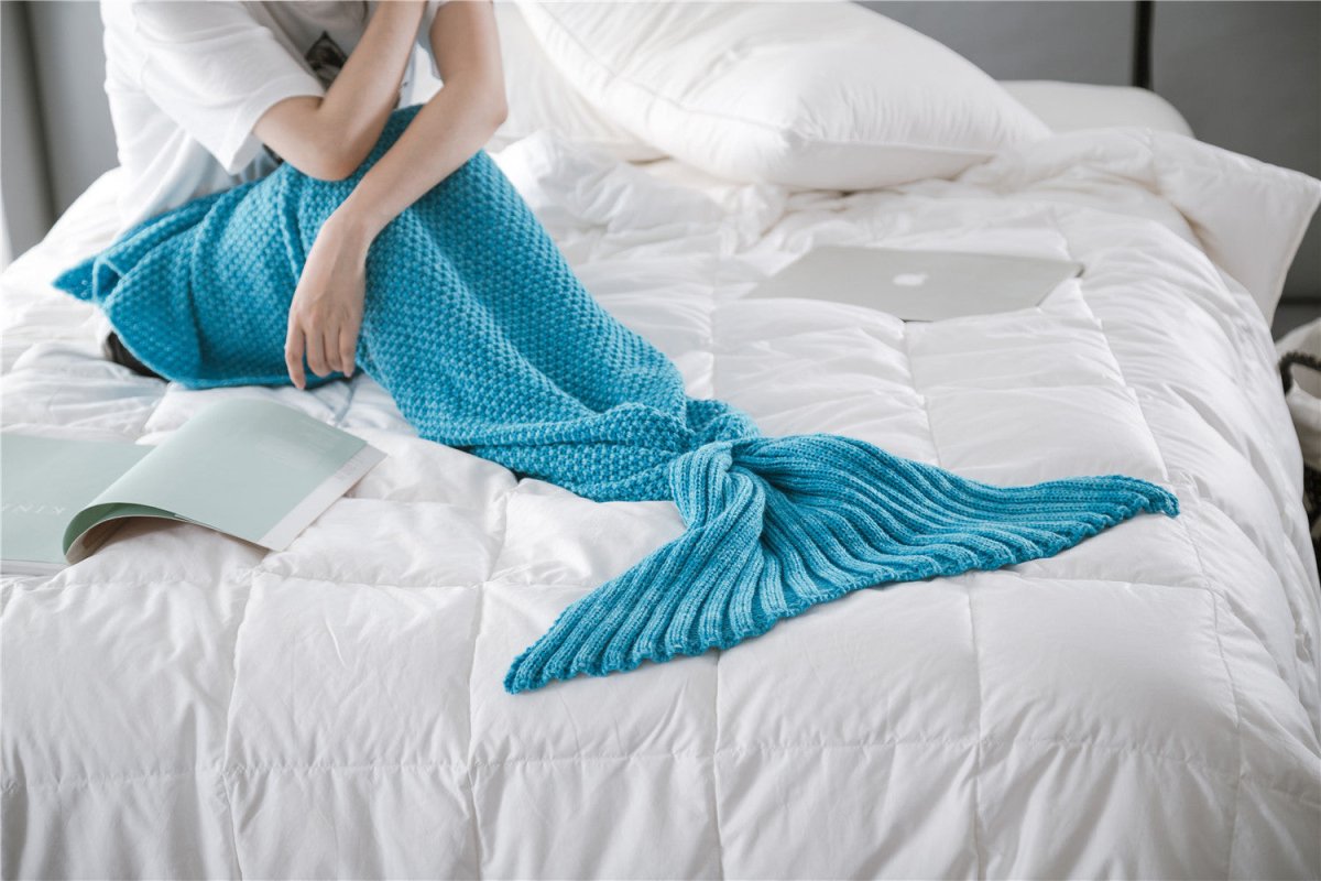 Mermaid Tail Blanket Knitted Crochet for Childern Super Soft Sleeping Blankets - Direct On Sale
