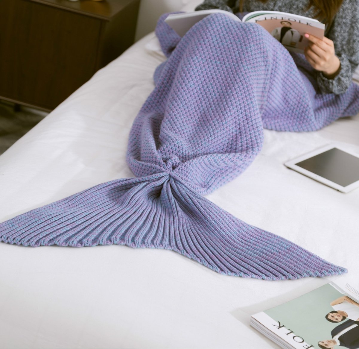 Mermaid Tail Blanket Knitted Crochet for Childern Super Soft Sleeping Blankets - Direct On Sale
