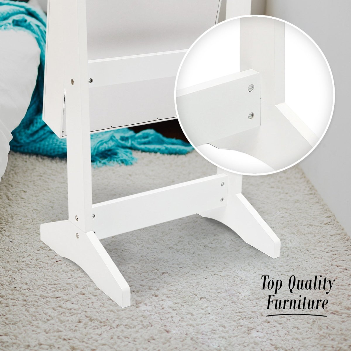 Mirror Jewellery Cabinet Storage Organiser 146cm WHITE - Direct On Sale