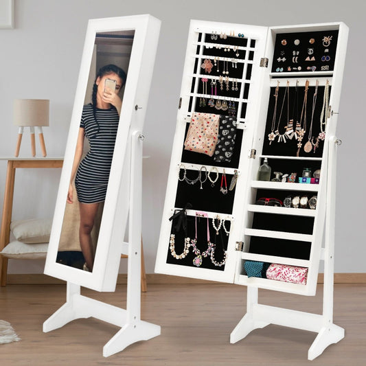Mirror Jewellery Cabinet Storage Organiser 146cm WHITE - Direct On Sale