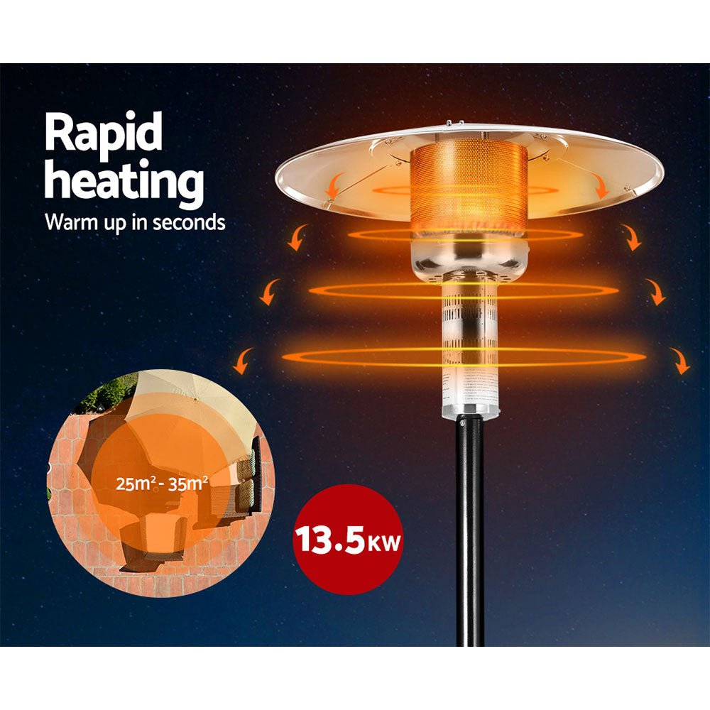 Outdoor Gas Patio Heater Winter Backyard Black Powder Coated - Direct On Sale