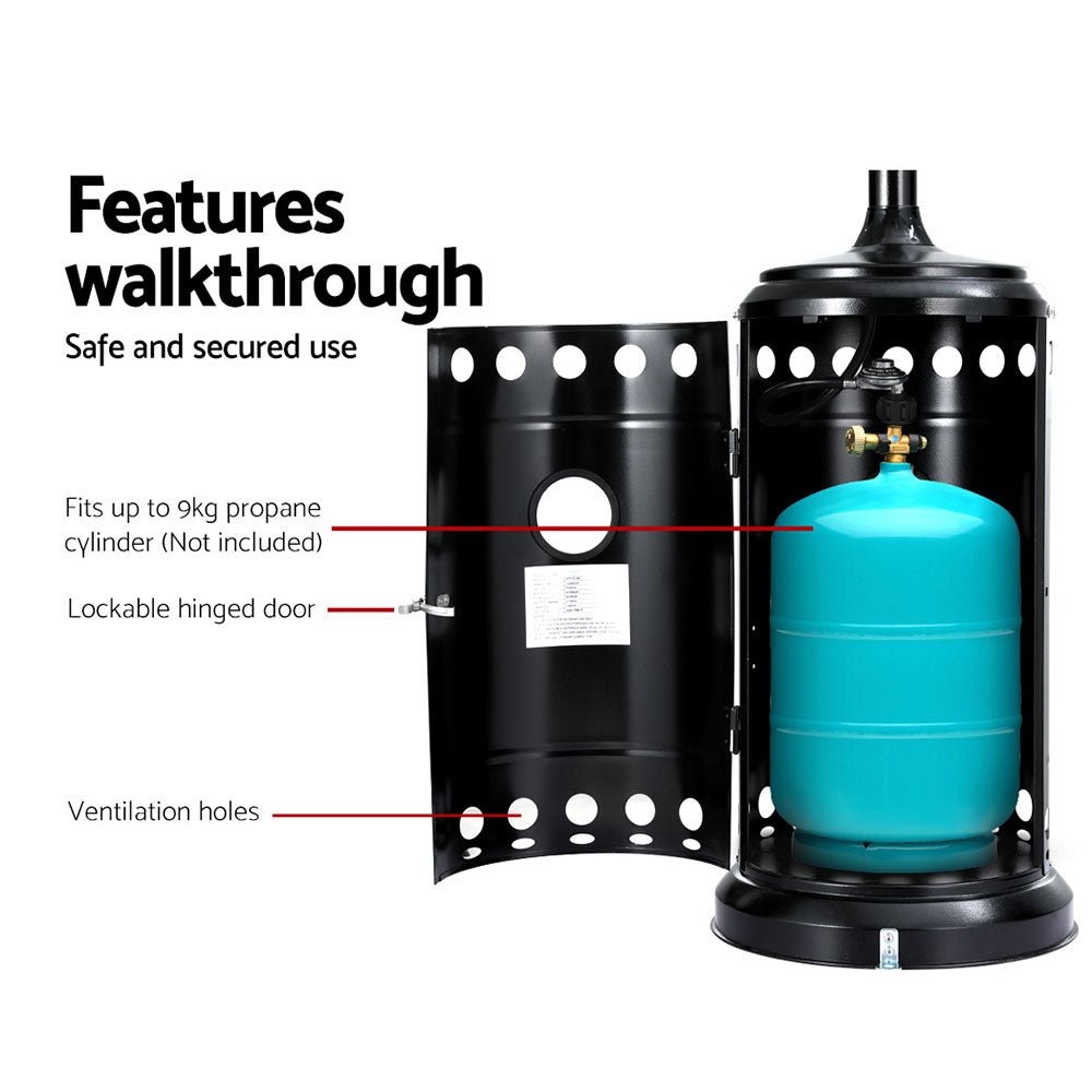 Outdoor Gas Patio Heater Winter Backyard Black Powder Coated - Direct On Sale
