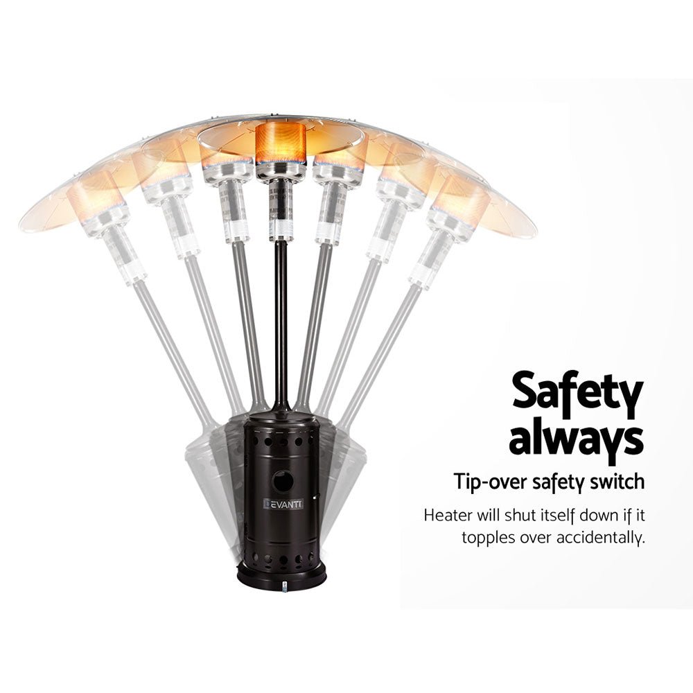Outdoor Gas Patio Heater Winter Backyard Black Powder Coated - Direct On Sale