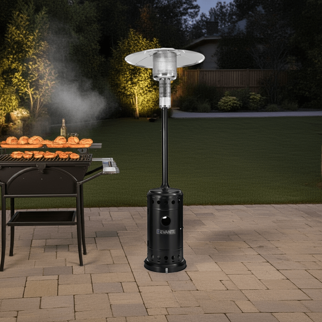 Outdoor Gas Patio Heater Winter Backyard Black Powder Coated - Direct On Sale