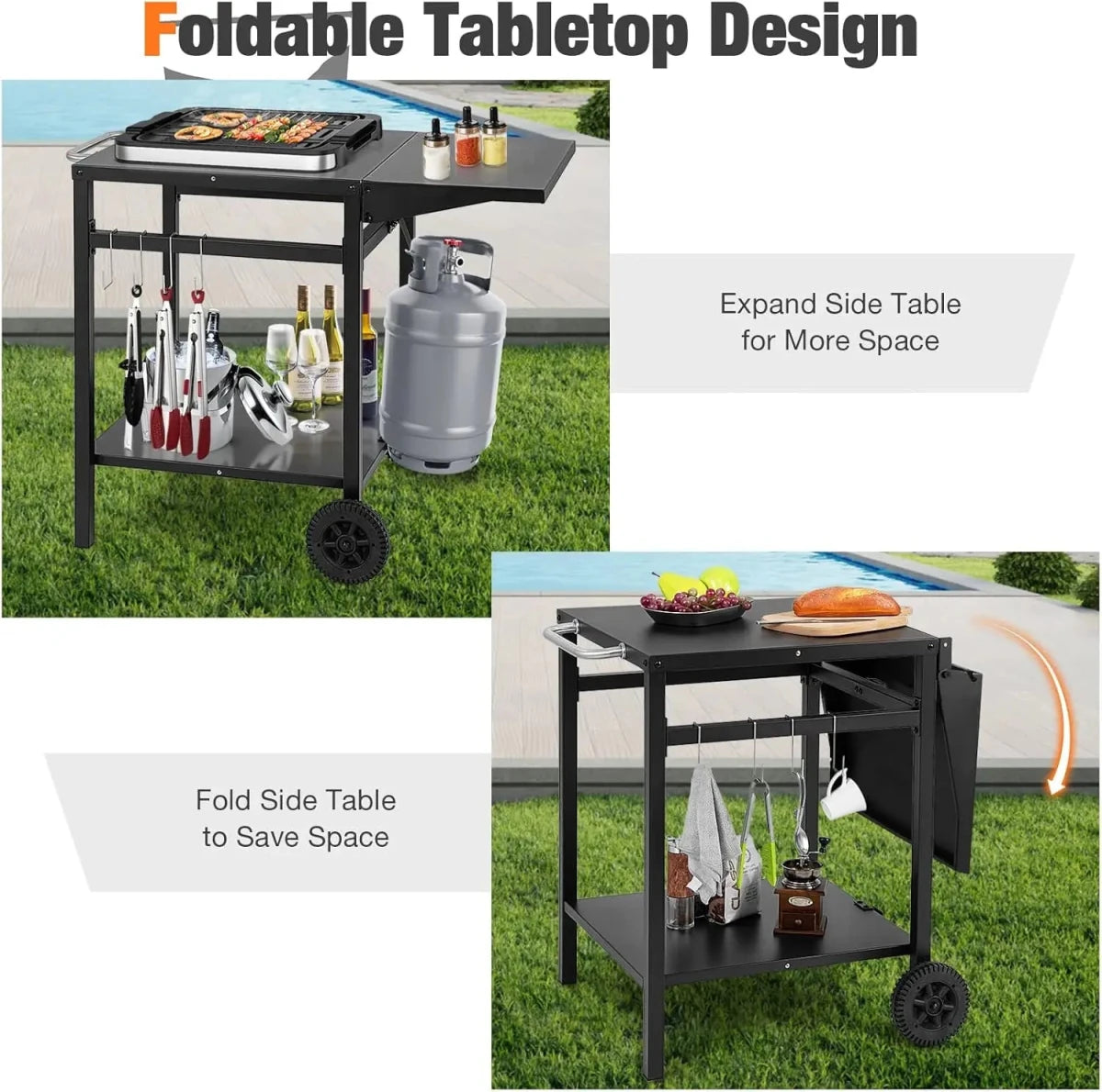 Outdoor Multi - Purpose Folding Worktable with Wheels - Direct On Sale