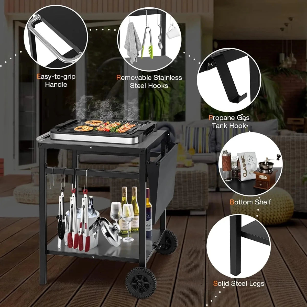 Outdoor Multi - Purpose Folding Worktable with Wheels - Direct On Sale