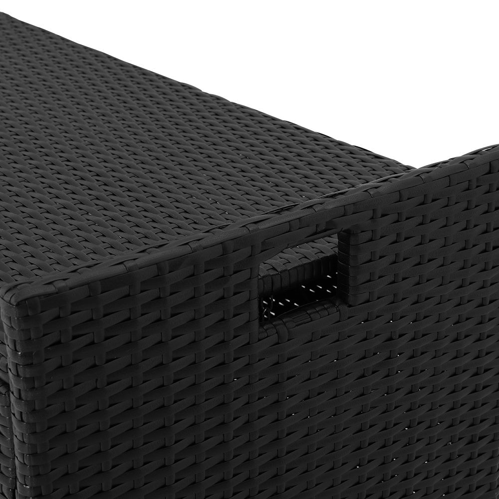 Outdoor Storage Bench Box Wicker Garden Sheds Tools Cushion Patio Furniture Black - Direct On Sale