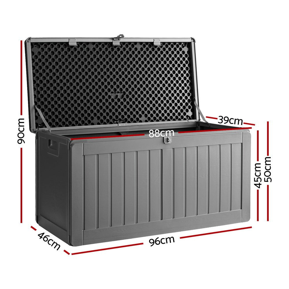 Outdoor Storage Box 190L Container Lockable Garden Bench Tool Shed Black - Direct On Sale