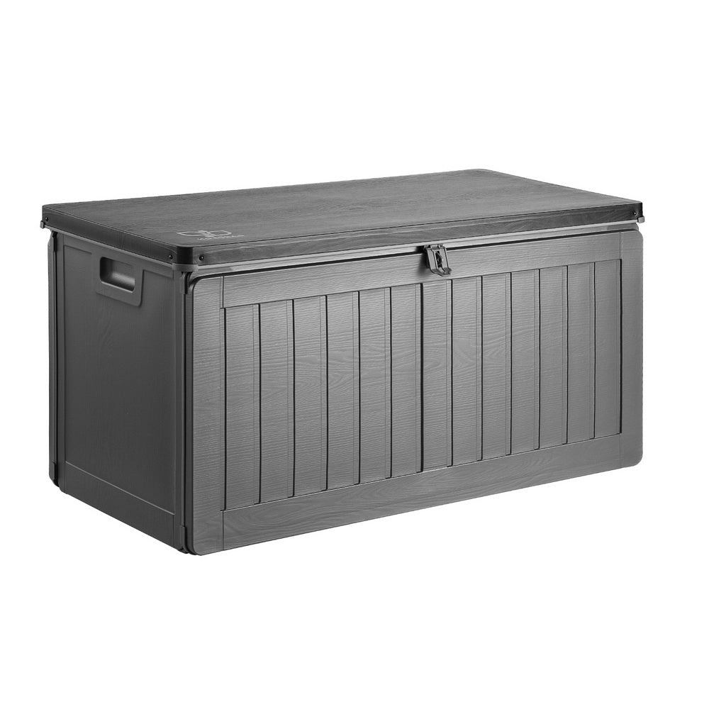 Outdoor Storage Box 190L Container Lockable Garden Bench Tool Shed Black - Direct On Sale