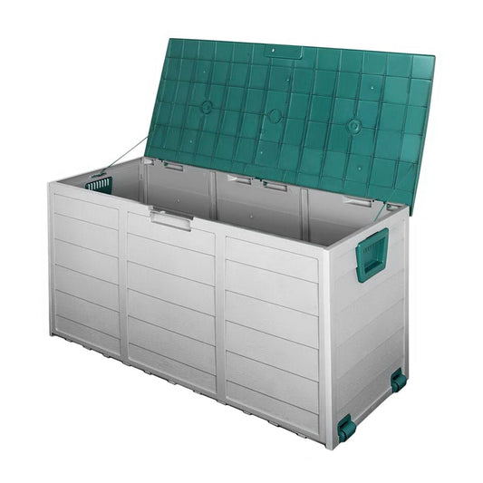 Outdoor Storage Box 290L Lockable Organiser Garden Deck Shed Tool Green - Direct On Sale
