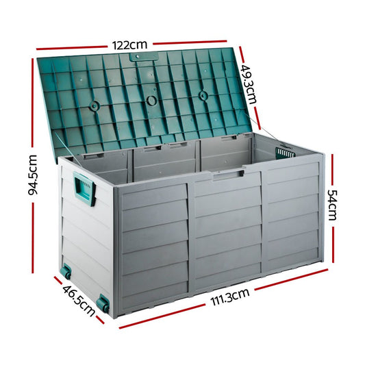 Outdoor Storage Box 290L Lockable Organiser Garden Deck Shed Tool Green - Direct On Sale