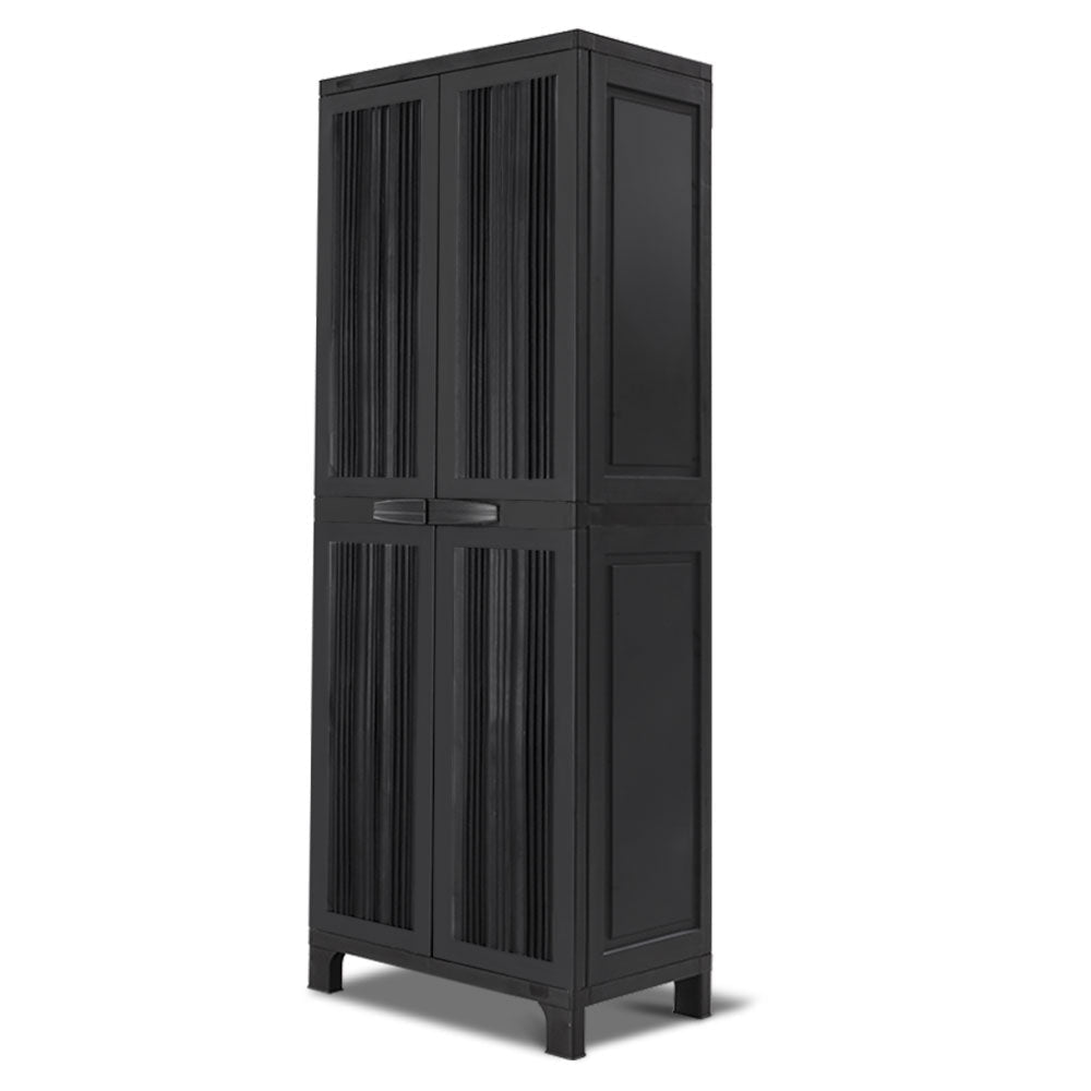 Outdoor Storage Cabinet Box 173cm Lockable Cupboard Sheds Garage Adjustable Black - Direct On Sale