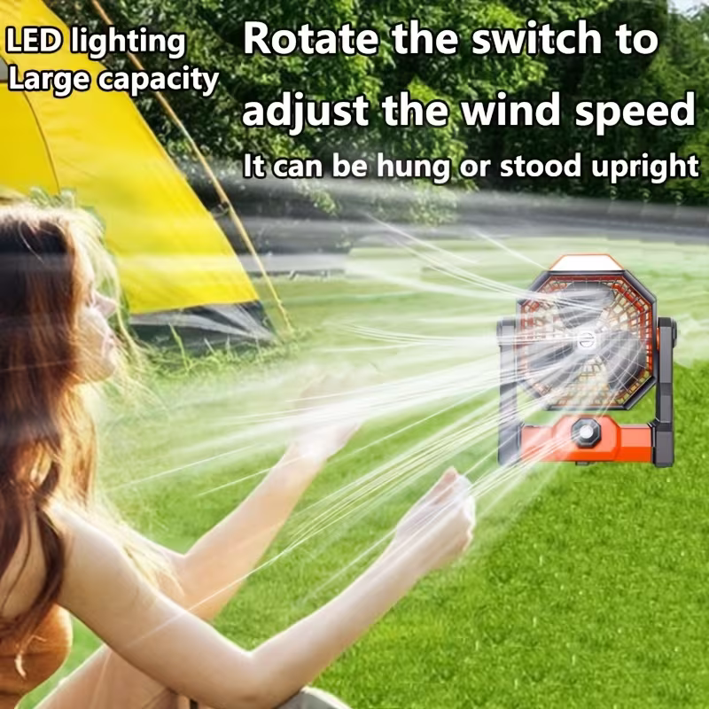 Portable Camping Fan with LED - Direct On Sale