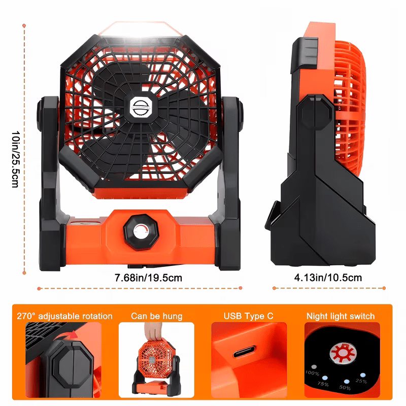 Portable Camping Fan with LED - Direct On Sale