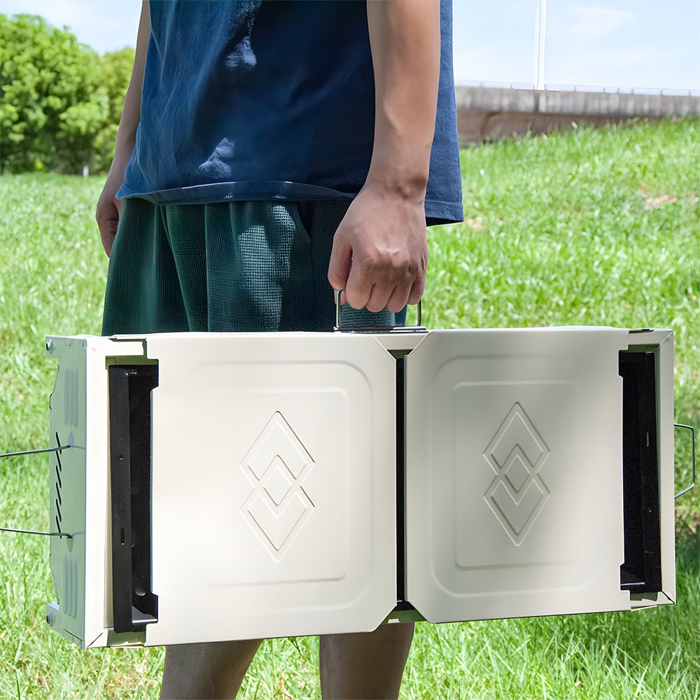 Portable Large Barbecue Charcoal Grill Stove Foldable Kebab Stainless Steel BBQ Grill With 2 Grill Nets 2 Enamel Baking Pans And Tong Outdoor Camping Patio - Direct On Sale