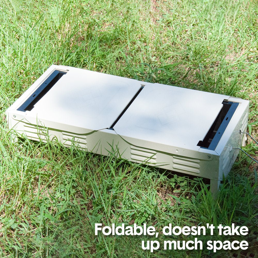 Portable Large Barbecue Charcoal Grill Stove Foldable Kebab Stainless Steel BBQ Grill With 2 Grill Nets 2 Enamel Baking Pans And Tong Outdoor Camping Patio - Direct On Sale