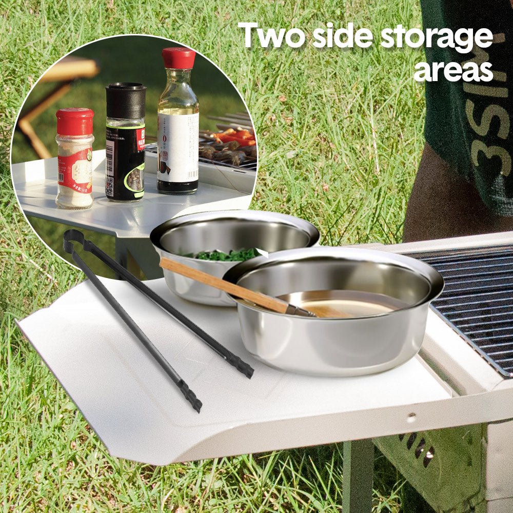 Portable Large Barbecue Charcoal Grill Stove Foldable Kebab Stainless Steel BBQ Grill With 2 Grill Nets 2 Enamel Baking Pans And Tong Outdoor Camping Patio - Direct On Sale
