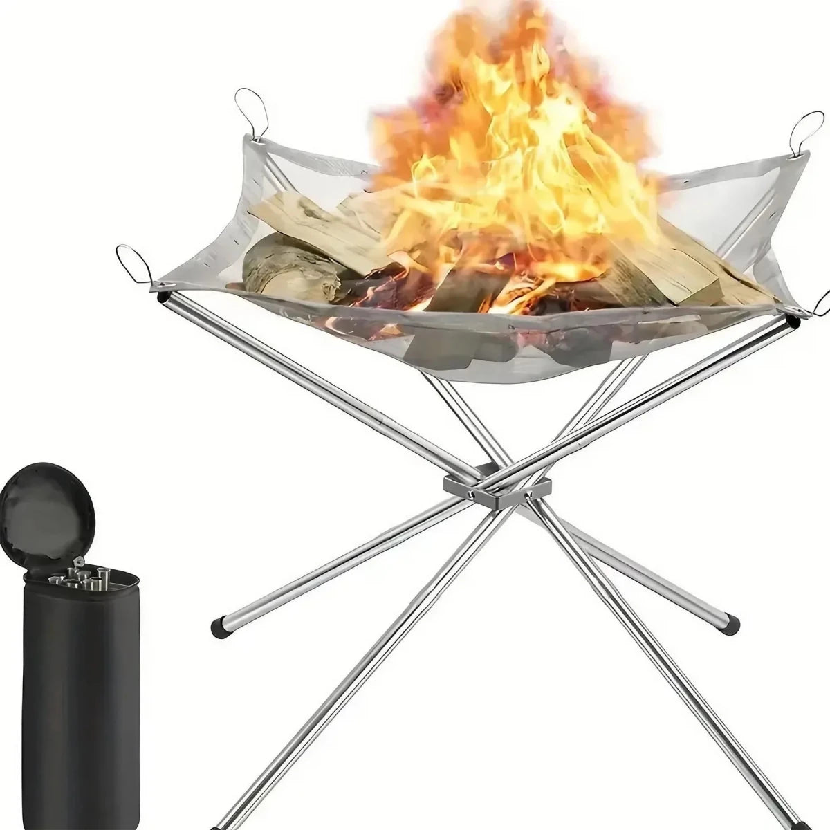 Portable Stainless Steel Firepit - Foldable Fireplace - Direct On Sale