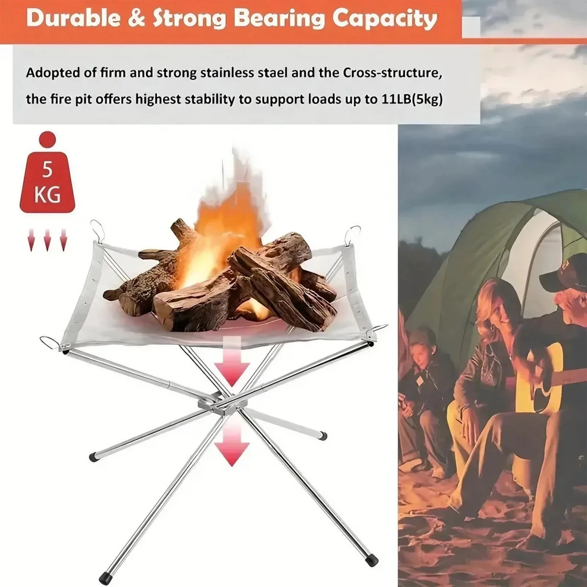 Portable Stainless Steel Firepit - Foldable Fireplace - Direct On Sale