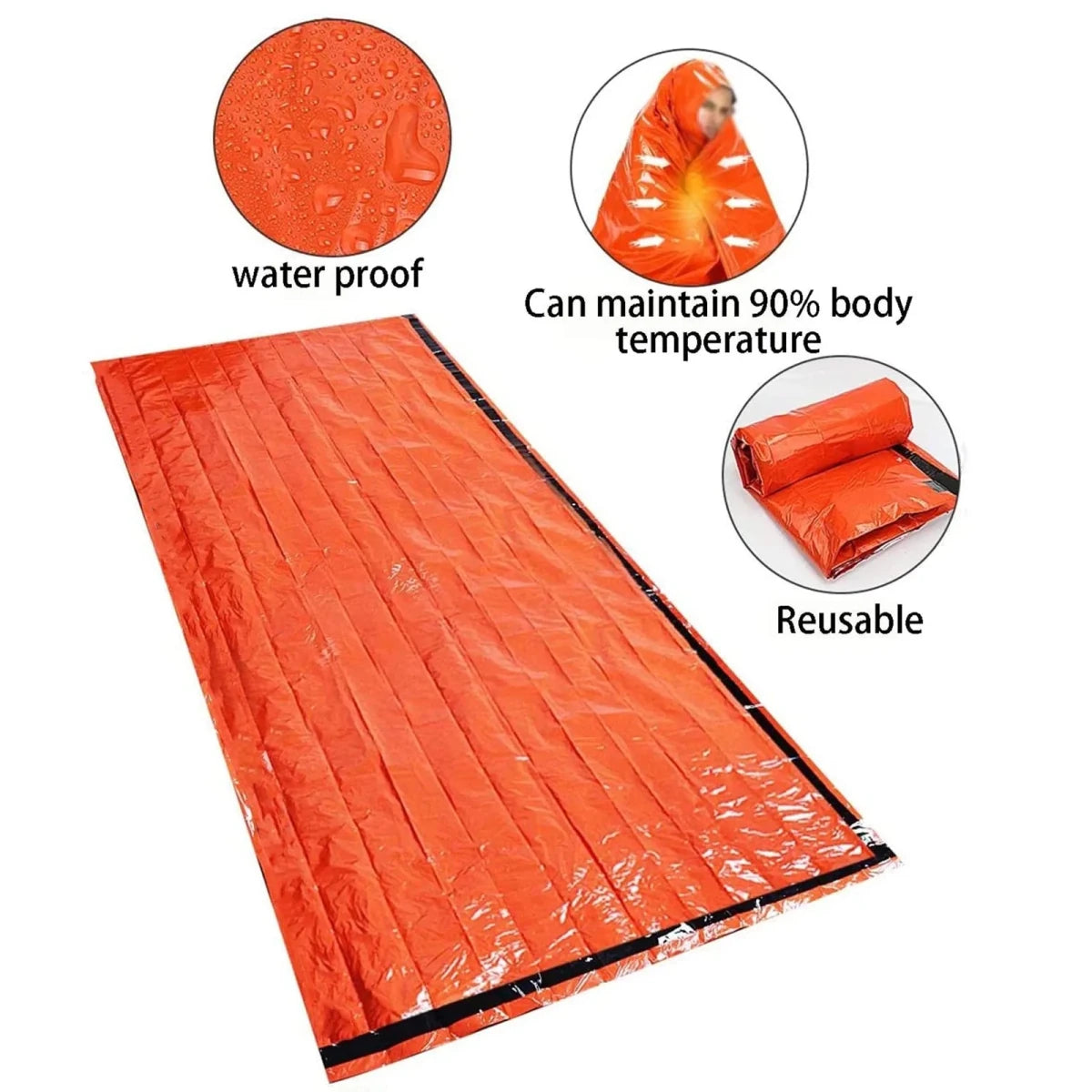 Portable Waterproof Emergency Survival Sleeping Bag - Mylar Thermal Sack for Outdoor Adventures - Direct On Sale
