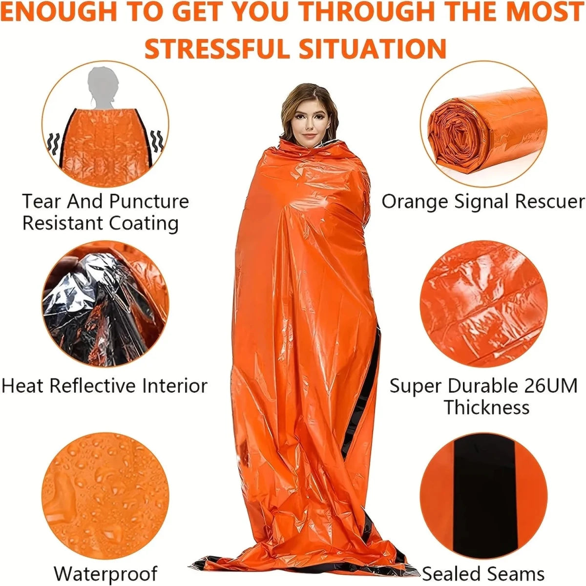 Portable Waterproof Emergency Survival Sleeping Bag - Mylar Thermal Sack for Outdoor Adventures - Direct On Sale