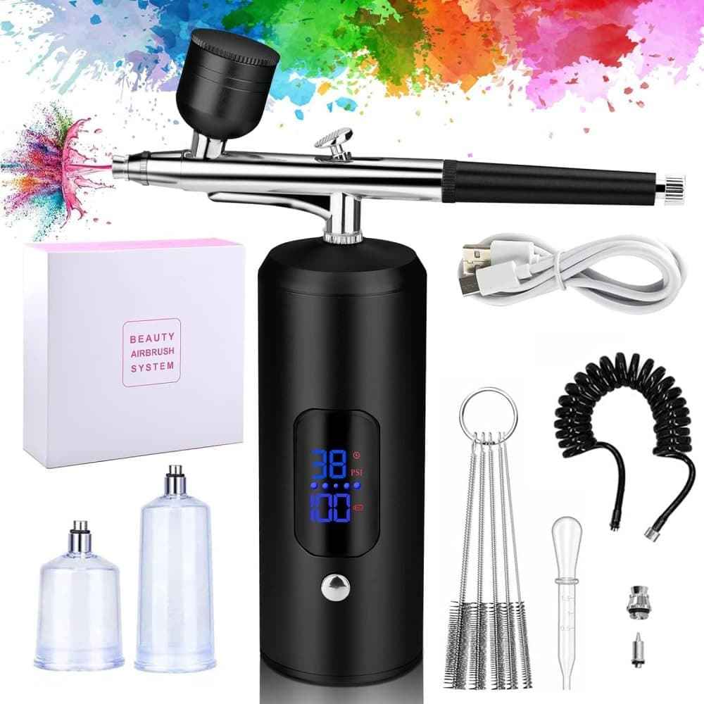 Rechargeable Portable Cordless Electric Airbrush Set with LED Display - Direct On Sale
