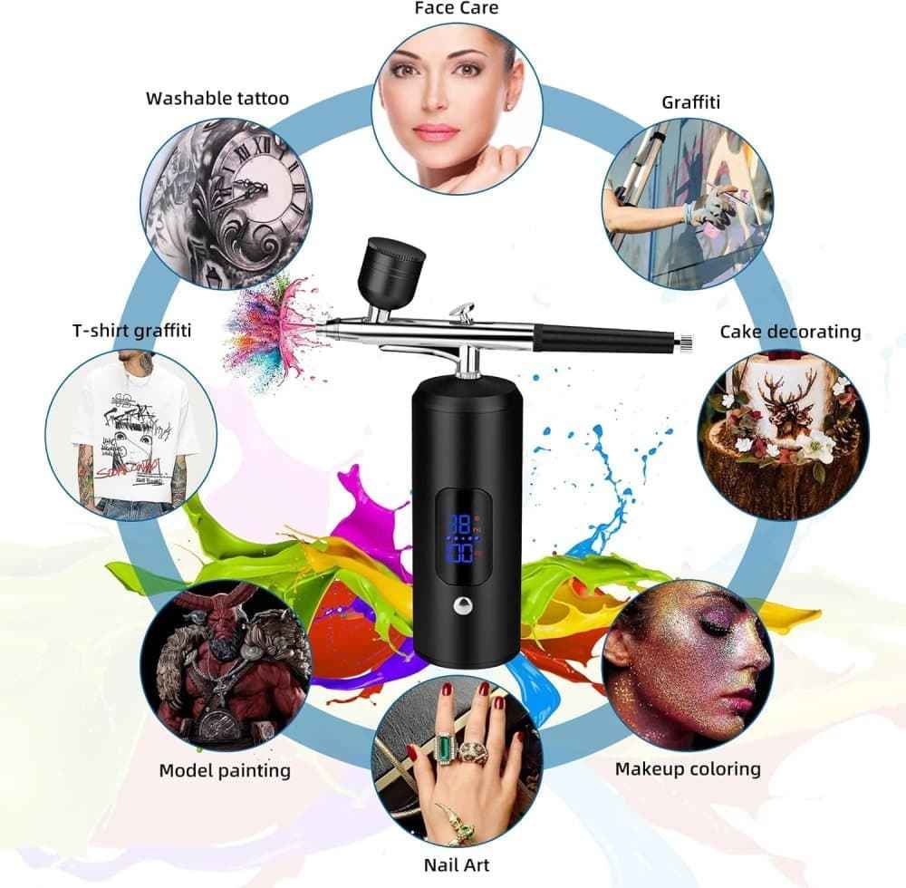 Rechargeable Portable Cordless Electric Airbrush Set with LED Display - Direct On Sale