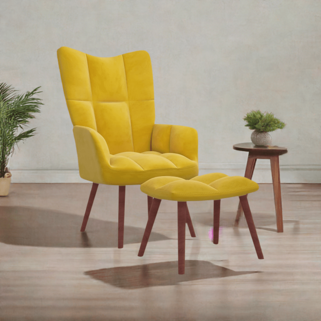 Relaxing Armchair with a Stool High Back Valvet - Direct On Sale