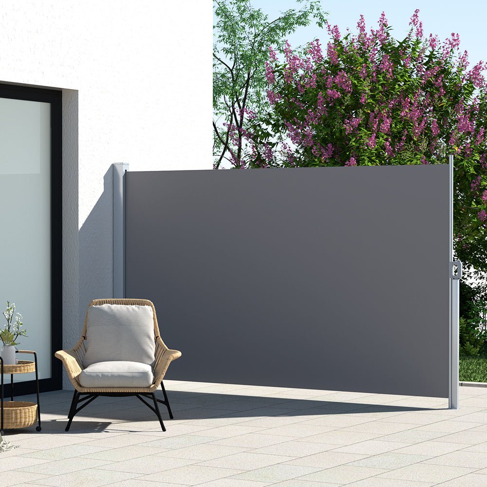 Retractable Side Awnings for Baclony,Terrace or Patio Sun Shade Outdoor,Privacy Screen 2X3M Grey - Direct On Sale
