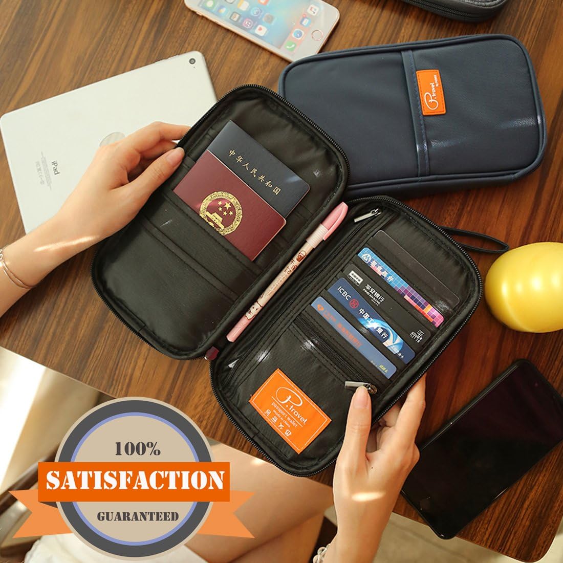 RFID Blocking Waterproof Travel Wallet with Large Capacity Family Passport Holder Document Organiser - Direct On Sale
