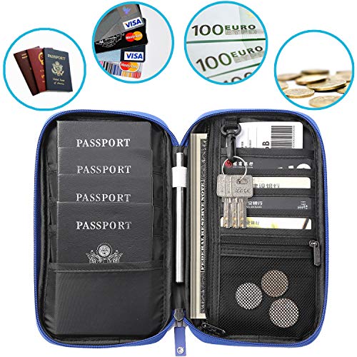 RFID Blocking Waterproof Travel Wallet with Large Capacity Family Passport Holder Document Organiser - Direct On Sale