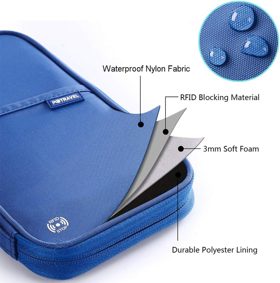 RFID Blocking Waterproof Travel Wallet with Large Capacity Family Passport Holder Document Organiser - Direct On Sale