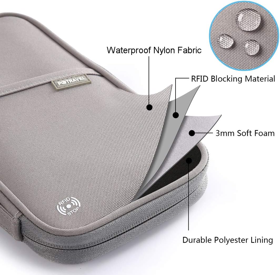 RFID Blocking Waterproof Travel Wallet with Large Capacity Family Passport Holder Document Organiser - Direct On Sale