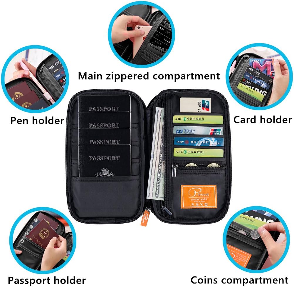 RFID Blocking Waterproof Travel Wallet with Large Capacity Family Passport Holder Document Organiser - Direct On Sale