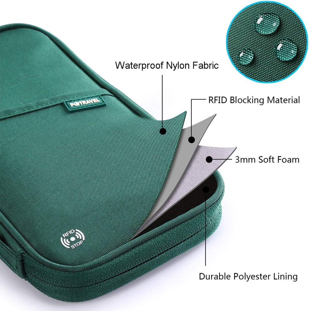 RFID Blocking Waterproof Travel Wallet with Large Capacity Family Passport Holder Document Organiser - Direct On Sale