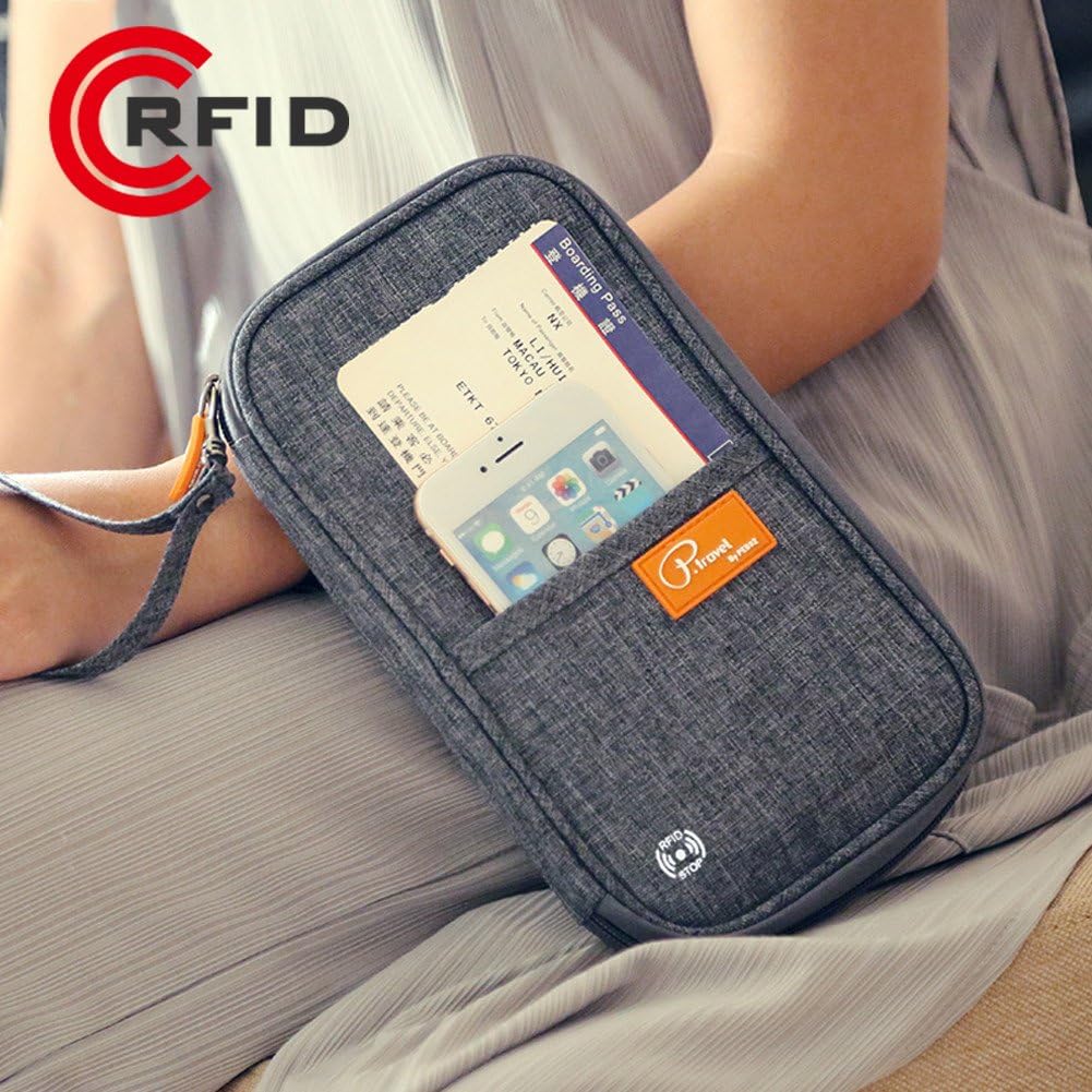 RFID Blocking Waterproof Travel Wallet with Large Capacity Family Passport Holder Document Organiser - Direct On Sale